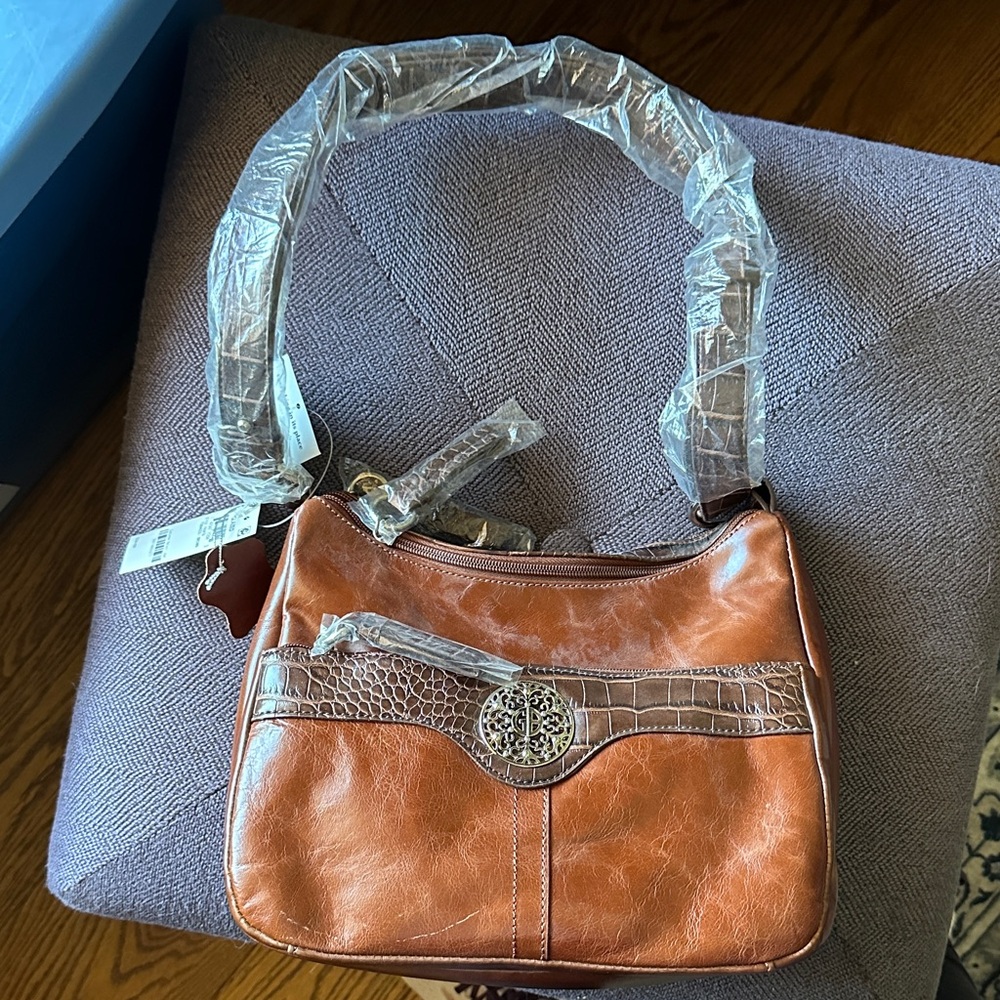 NWT Giani Bernini Brown Leather Shoulder Bag/Purse
